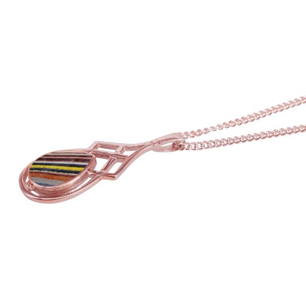 Rose Gold Fordite Celtic Pendant