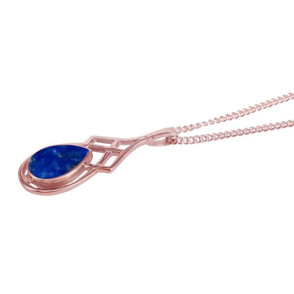 Rose Gold Lapis Celtic Pendant