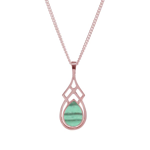 Rose Gold Malachite Celtic Pendant