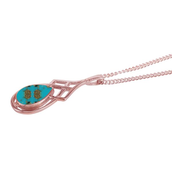 Rose Gold Turquoise Celtic Pendant