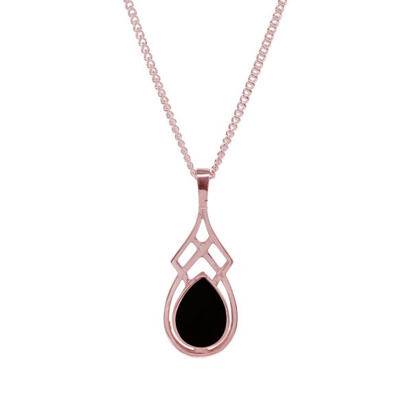 Rose Gold Whitby Jet Celtic Pendant