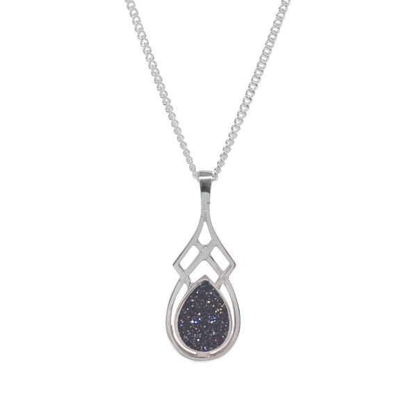 Silver Blue Goldstone Celtic Pendant