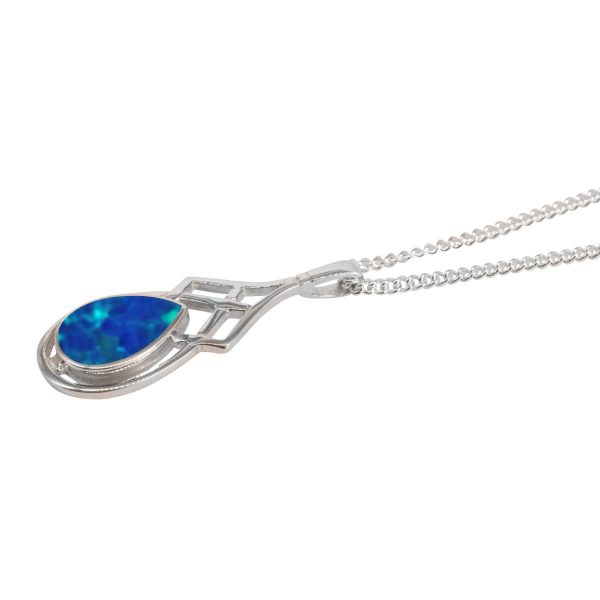 Silver Opalite Cobalt Blue Celtic Pendant