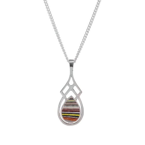 Silver Fordite Celtic Pendant