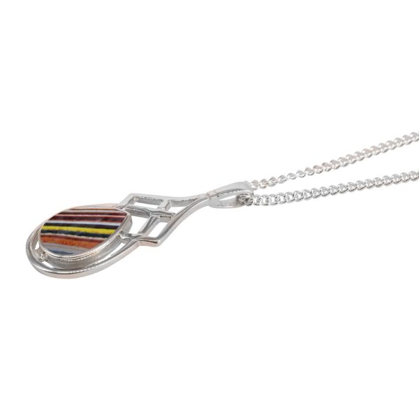 Silver Fordite Celtic Pendant