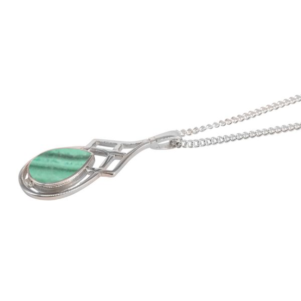 Silver Malachite Celtic Pendant