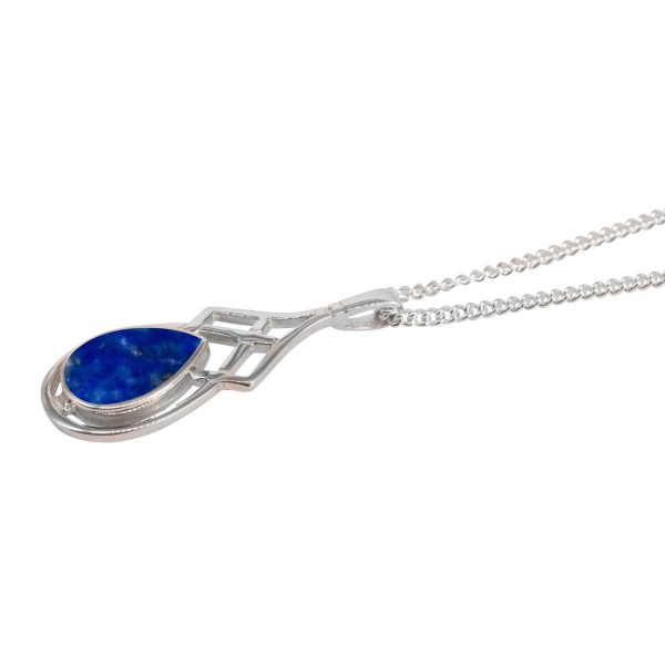 White Gold Lapis Celtic Pendant