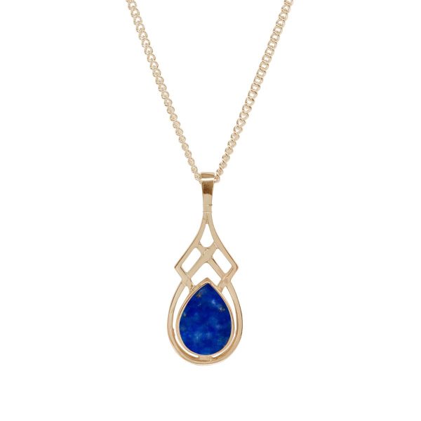 Yellow Gold Lapis Celtic Pendant