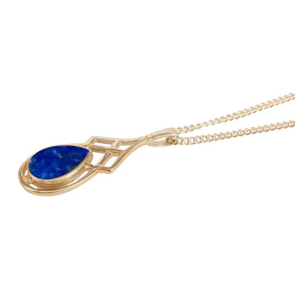 Yellow Gold Lapis Celtic Pendant