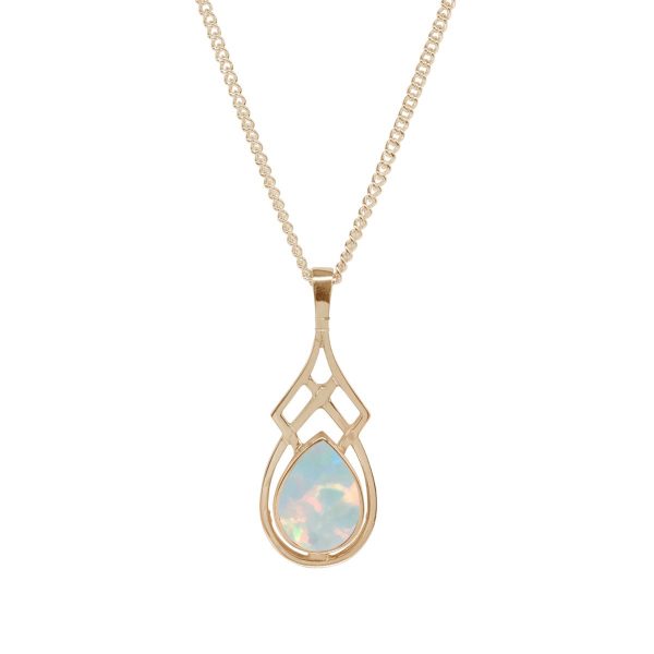 Yellow Gold Opalite Sun Ice Celtic Pendant