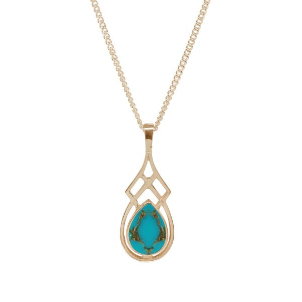 Yellow Gold Turquoise Celtic Pendant