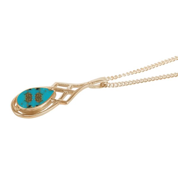 Yellow Gold Turquoise Celtic Pendant