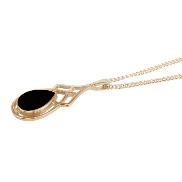 Yellow Gold Whitby Jet Celtic Pendant