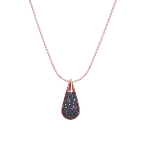 Rose Gold Blue Goldstone Pendant