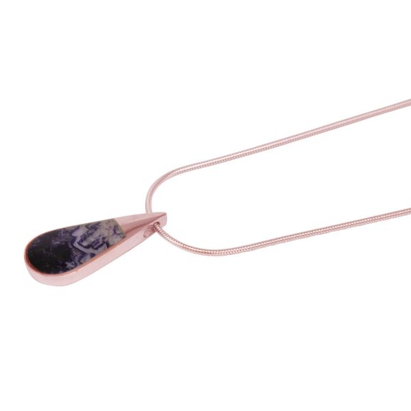 Rose Gold Blue John Teardrop Pendant