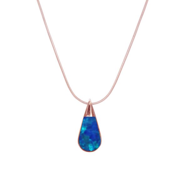 Rose Gold Opalite Cobalt Blue Pendant