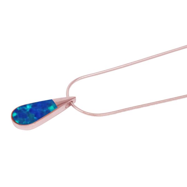 Rose Gold Opalite Cobalt Blue Teardrop Pendant