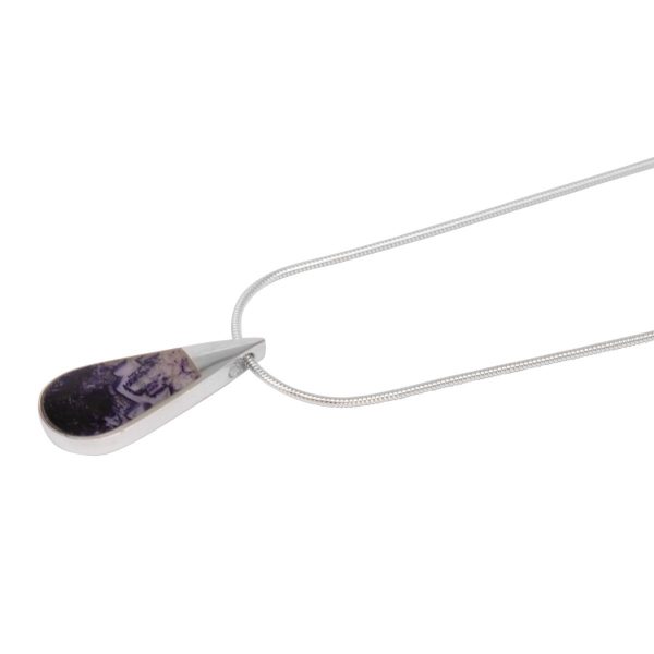 Silver Blue John Teardrop Pendant