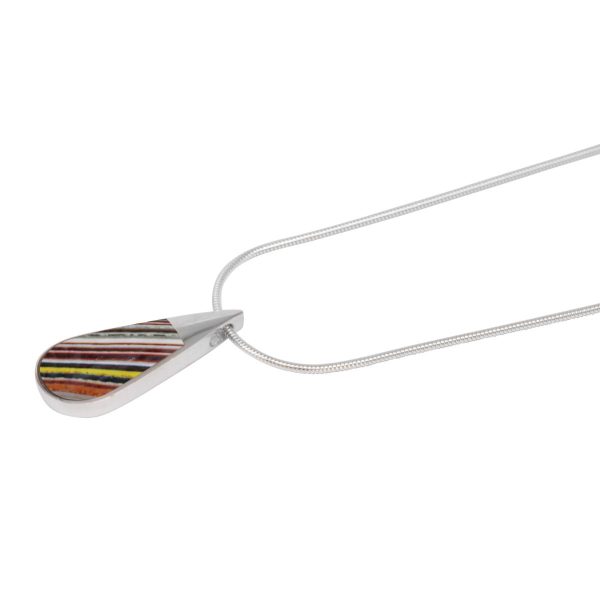 Silver Fordite Teardrop Pendant