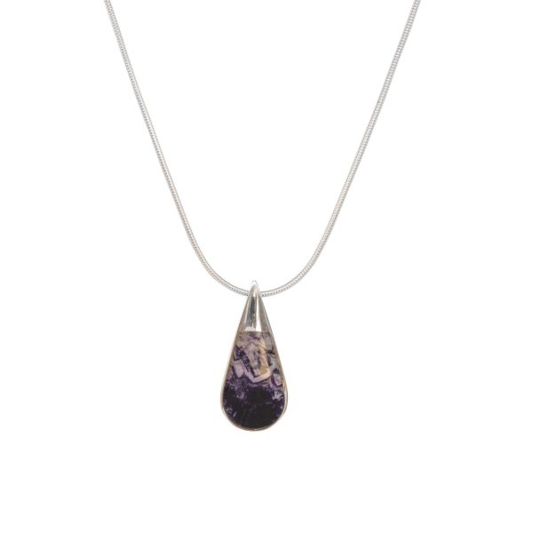 White Gold Blue John Teardrop Shaped Pendant