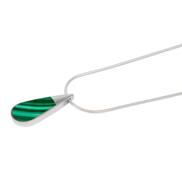 White Gold Malachite Teardrop Shaped Pendant