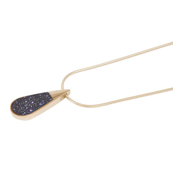 Yellow Gold Blue Goldstone Teardrop Pendant