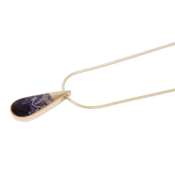 Yellow Gold Blue John Teardrop Pendant