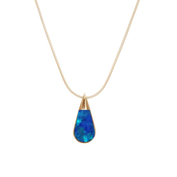 Yellow Gold Opalite Cobalt Blue Pendant