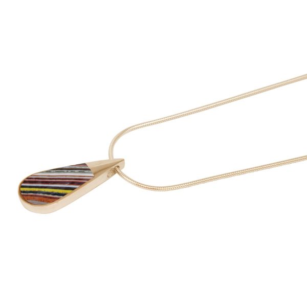 Yellow Gold Fordite Teardrop Pendant