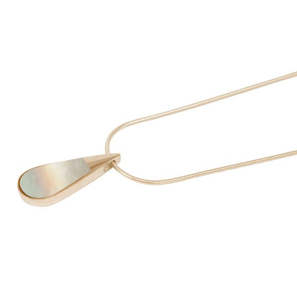 Yellow Gold Mother of Pearl Teardrop Pendant