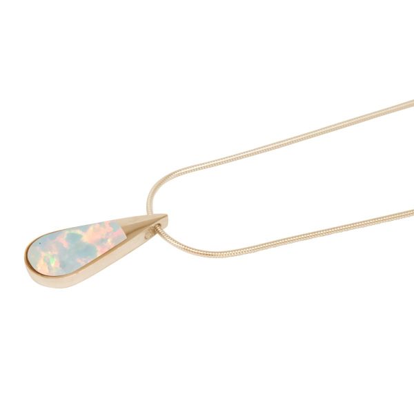 Yellow Gold Opalite Sun Ice Teardrop Pendant