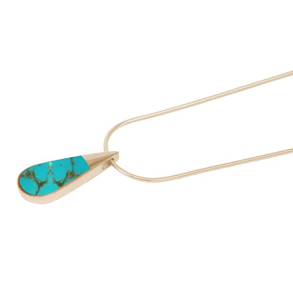 Yellow Gold Turquoise Teardrop Pendant