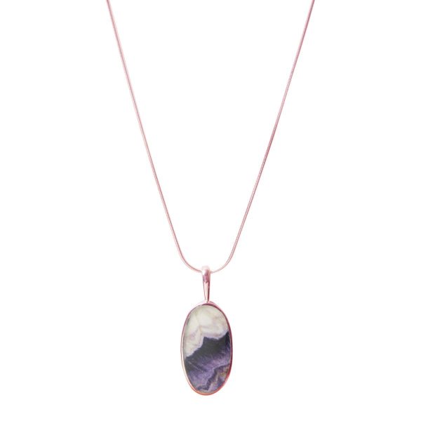 Rose Gold Blue John Oval Pendant