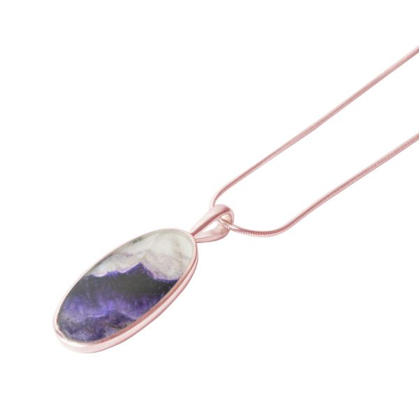 Rose Gold Blue John Oval Pendant