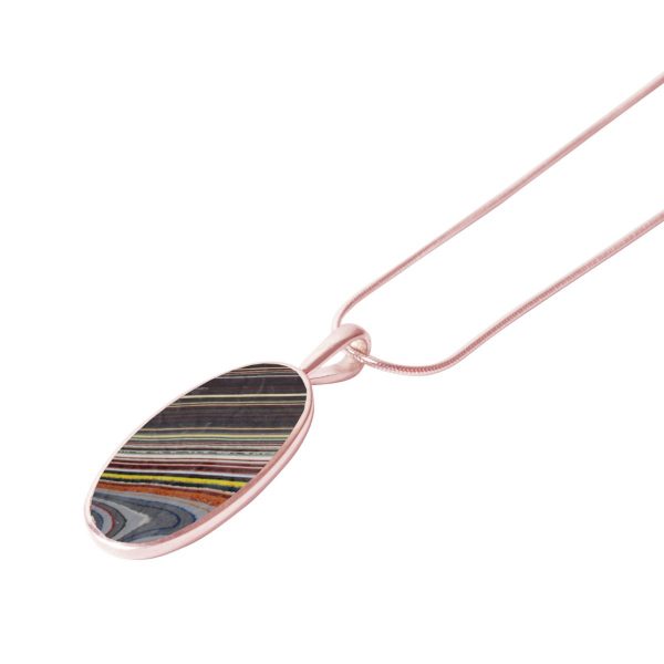 Rose Gold Fordite Oval Pendant