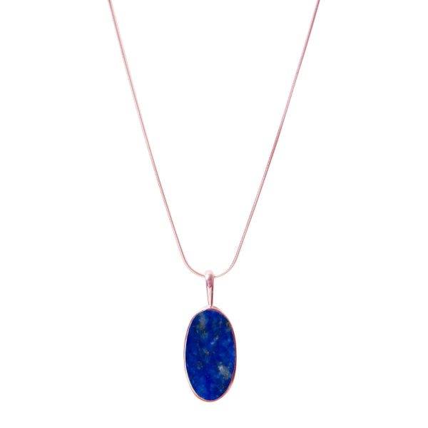 Rose Gold Lapis Oval Pendant