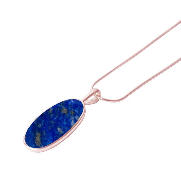 Rose Gold Lapis Oval Pendant