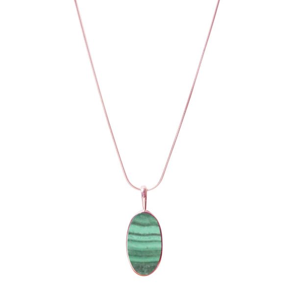 Rose Gold Malachite Oval Pendant