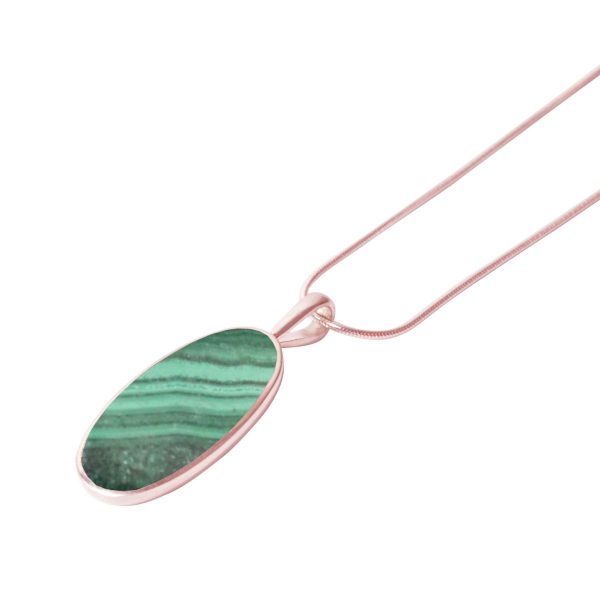 Rose Gold Malachite Oval Pendant