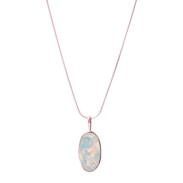 Rose Gold Opalite Sun Ice Oval Pendant