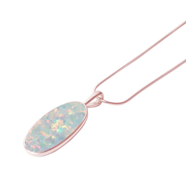 Rose Gold Opalite Sun Ice Oval Pendant