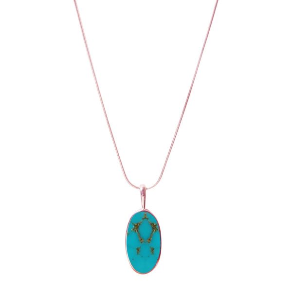 Rose Gold Turquoise Oval Pendant