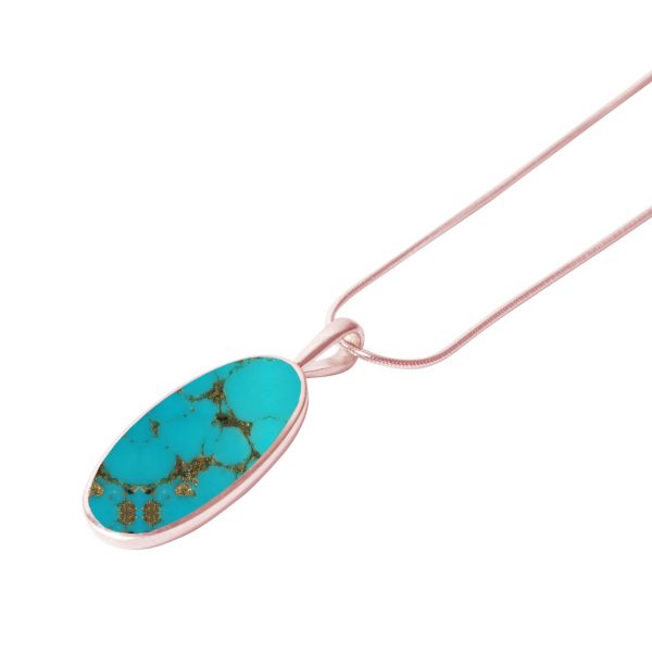 Rose Gold Turquoise Oval Pendant