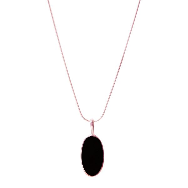 Rose Gold Whitby Jet Oval Pendant