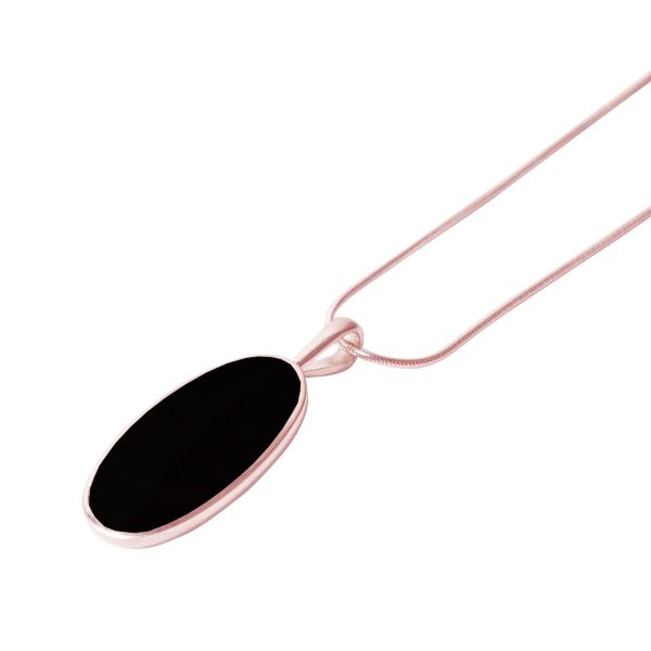 Rose Gold Whitby Jet Oval Pendant