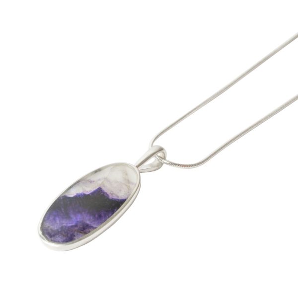 Silver Blue John Oval Pendant