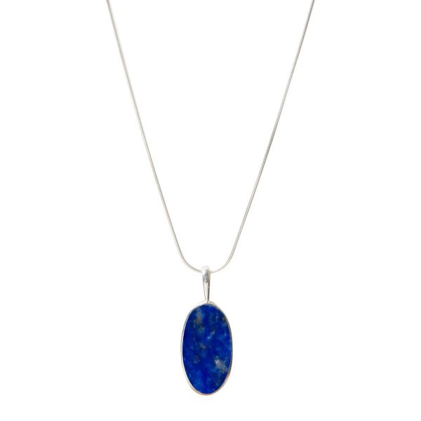 Silver Lapis Oval Pendant