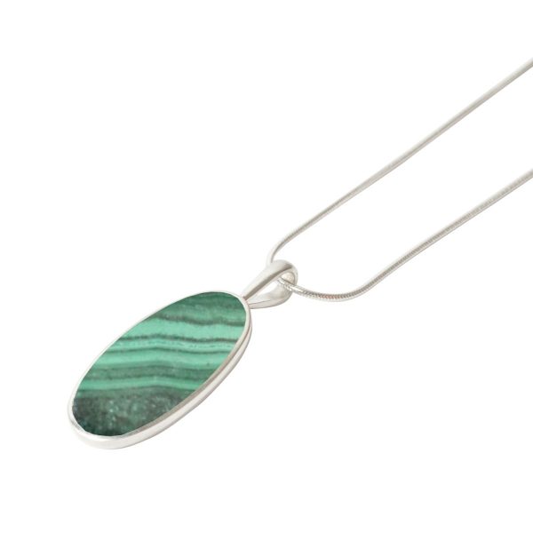 Silver Malachite Oval Pendant