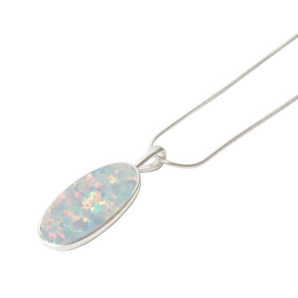 Silver Opalite Sun Ice Oval Pendant