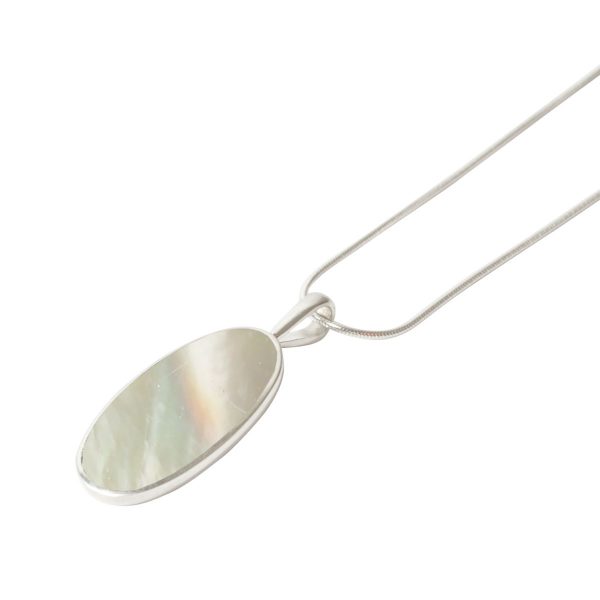 White Gold Mother of Pearl Oval Pendant